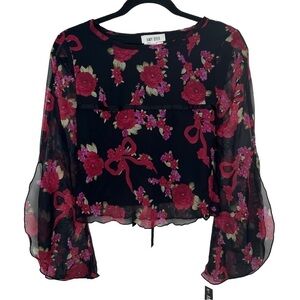 Amy Byer Black Red Floral Blouse NWT Girls XL (16)